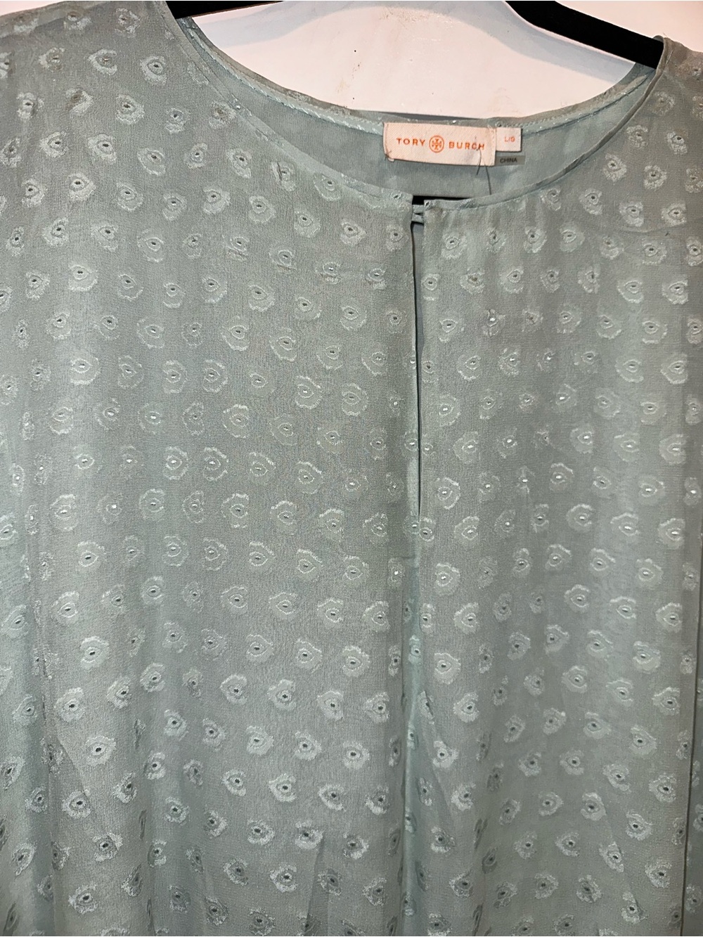 Tory Burch NWT Silk Size Large Mint Green Elastic Waist Dress - Picture 4 of 13